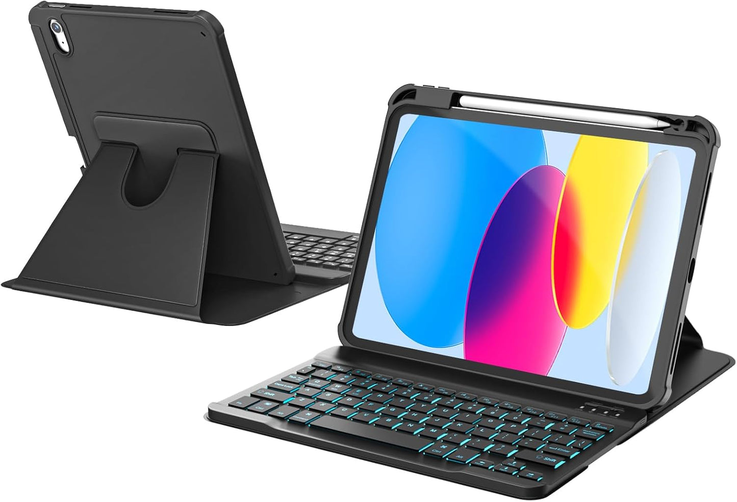iPad 11th/10th Gen Case with Keyboard and 360 Rotation Feature