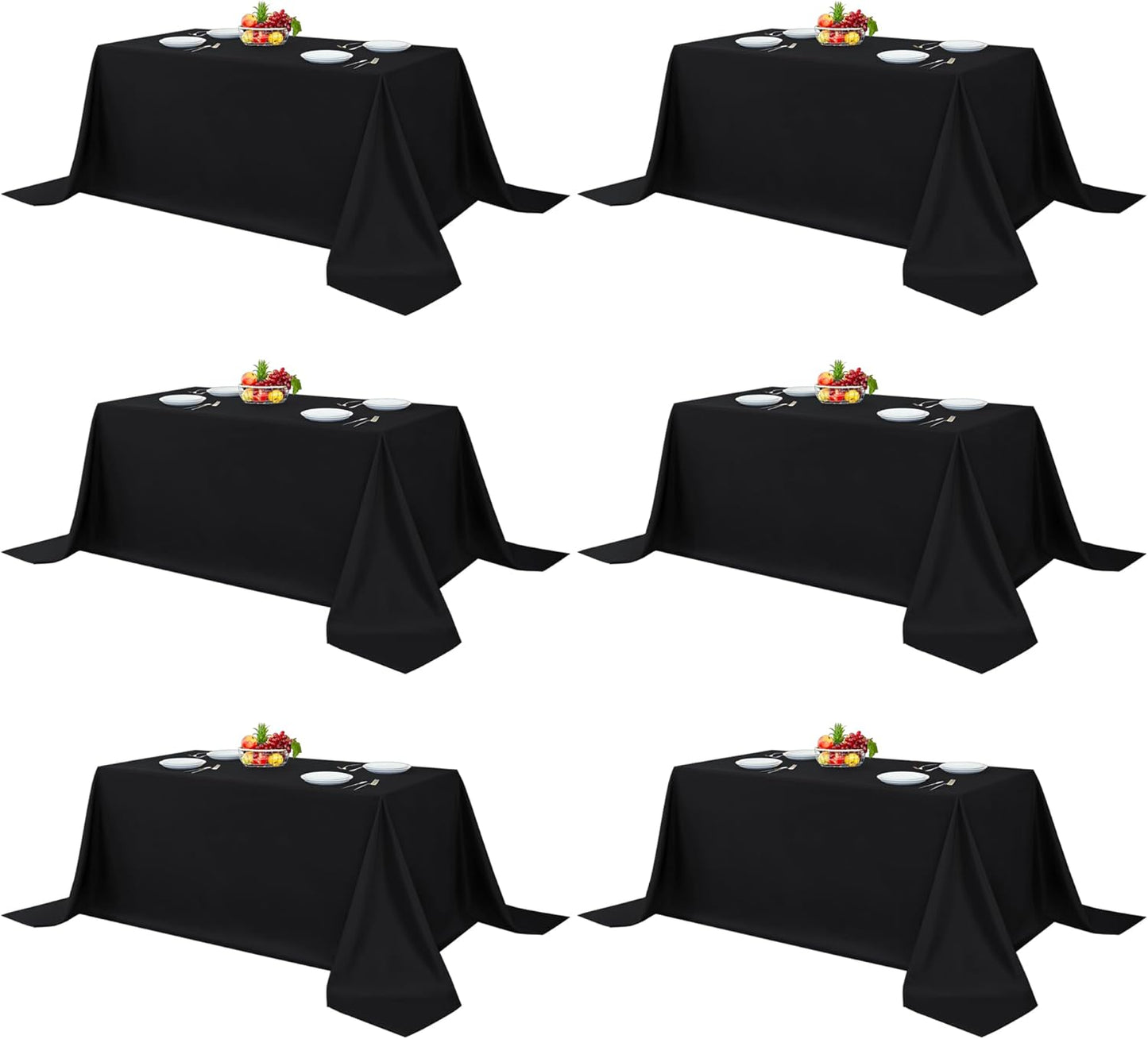 Fitable Black Tablecloths for Rectangle Tables - Elegant 6 Pack