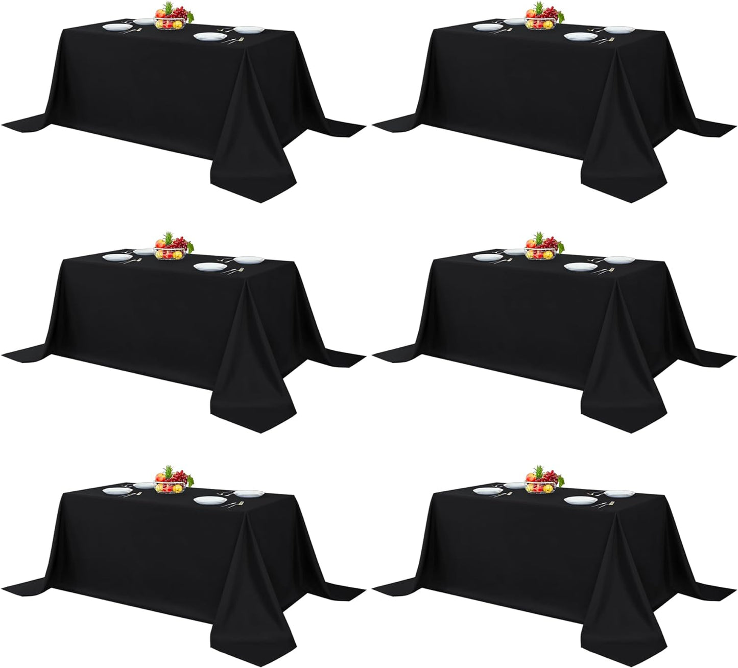 Fitable Black Tablecloths for Rectangle Tables - Elegant 6 Pack