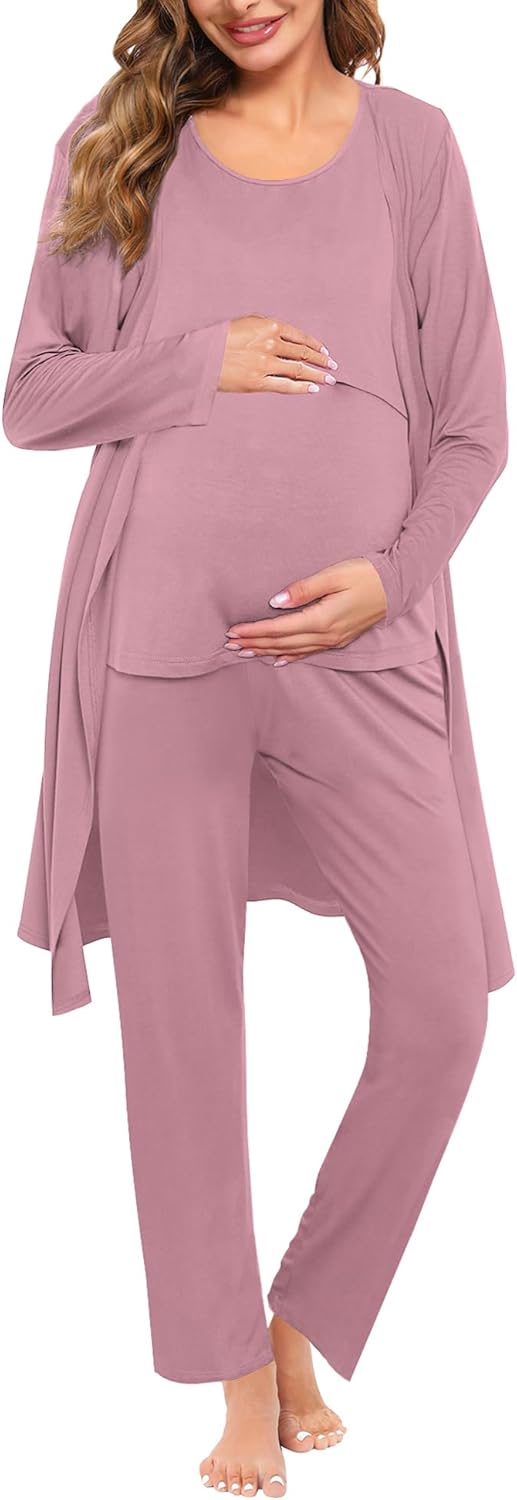 SWOMOG Maternity Nursing Robe Set for Comfortable Breastfeeding