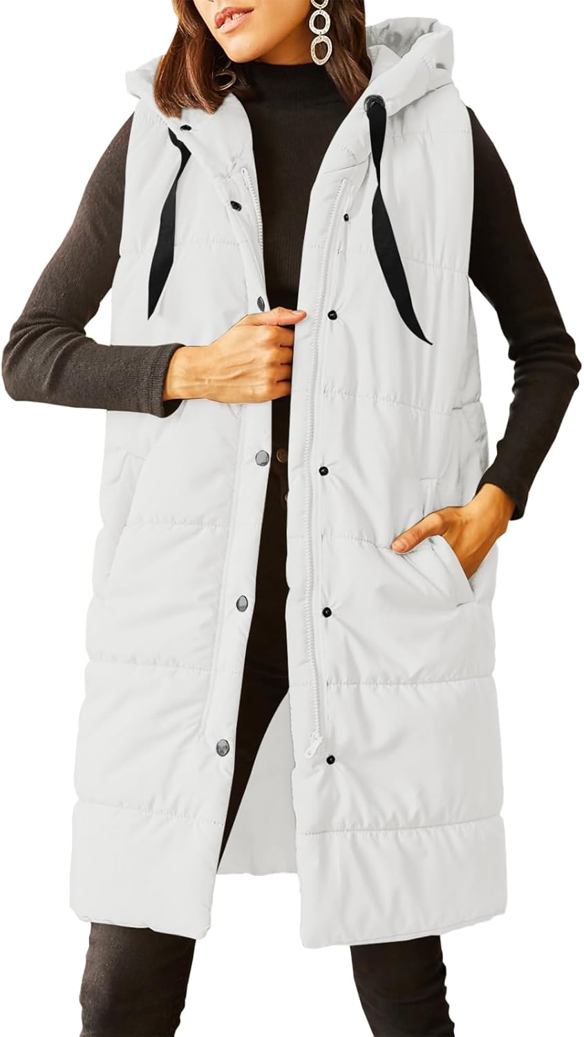 Grlasen Women's Long Quilted Puffer Vest for Winter Style