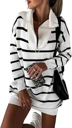 Dokotoo Womens Half Zip Mini Dress for Casual Fall Style