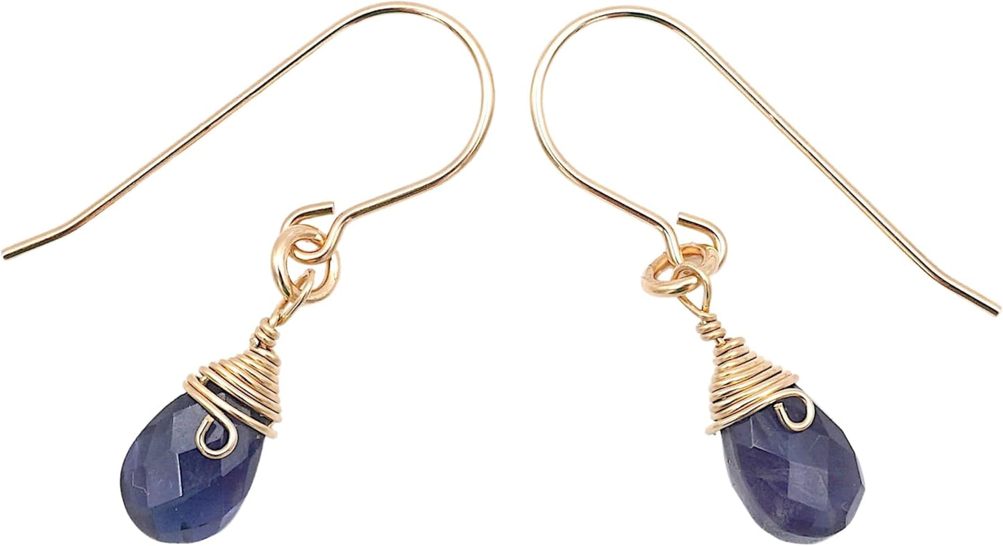Handmade Women's Birthstone Crystal Drop Earrings in Gold Filled
