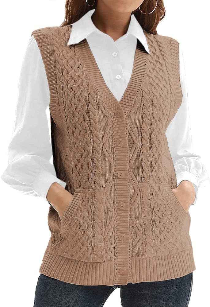 Womens Knit Sweater Vest V Neck Sleeveless Cardigan for Style