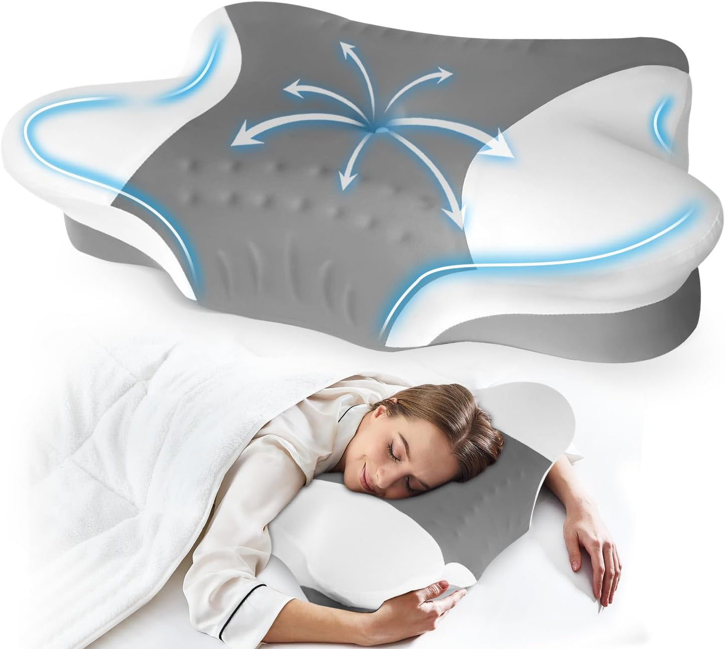 Cervical Neck Pillows with Memory Foam for Pain Relief