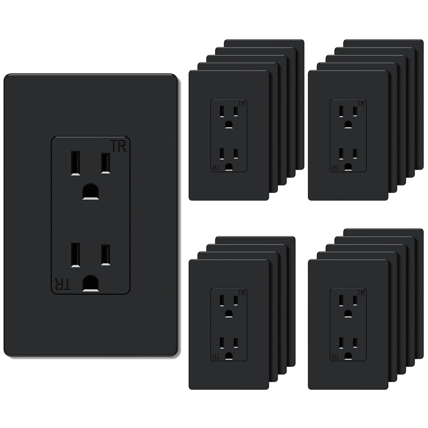 WEBANG Decorator Receptacle Outlet with Screwless Wall Plate