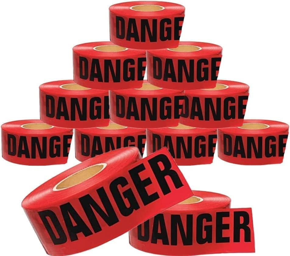 Cordova Pro Pack Danger Barricade Tape - 12 Rolls of 3in x 1000ft Red