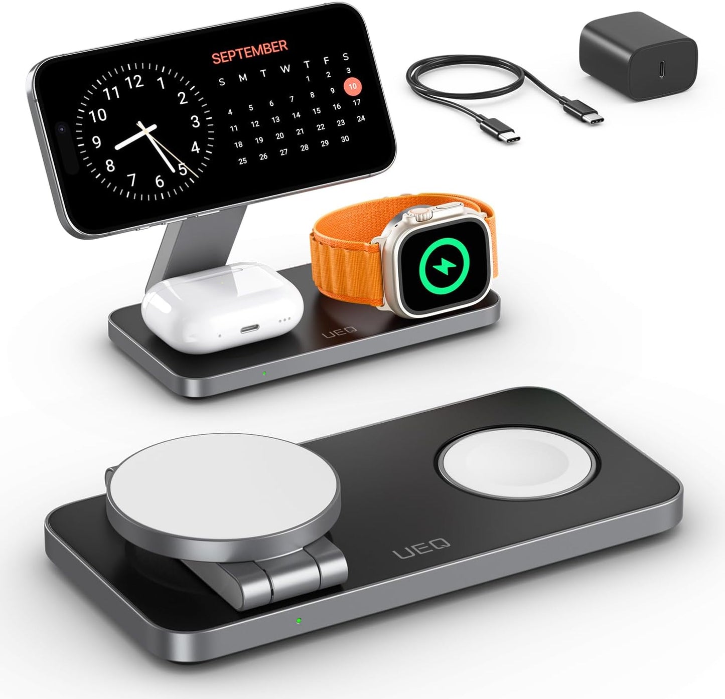 3-in-1 Magnetic Wireless Charger, Apple Magsafe Stand - Fast Charging