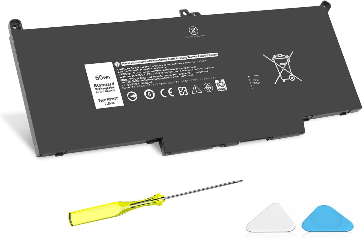 F3YGT 60Wh Latitude 7480 7490 Battery Replacement for Dell