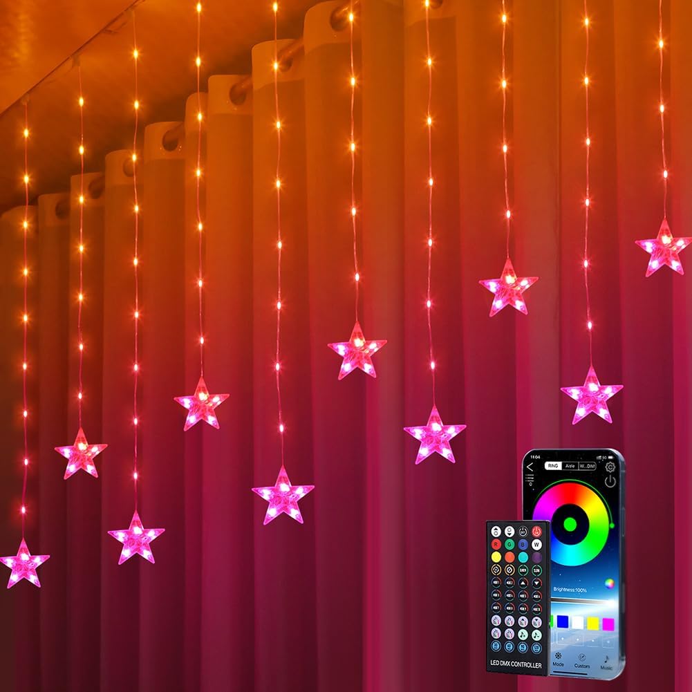 Color Changing Star Curtain Lights - 200+ Scene Modes