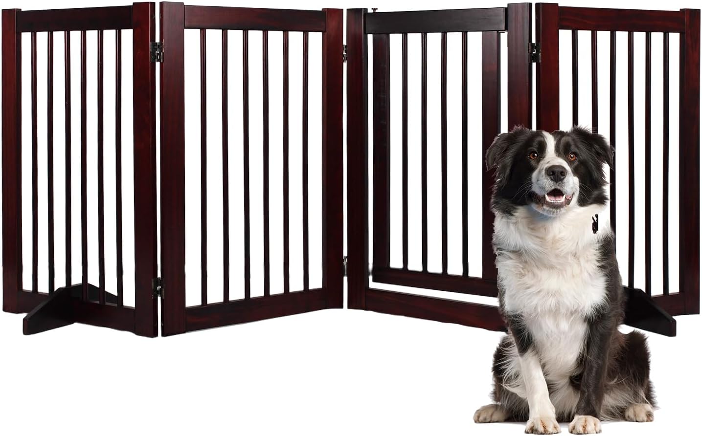 Indoor Dog Gate Freestanding Wooden Foldable Pet Gate for Home
