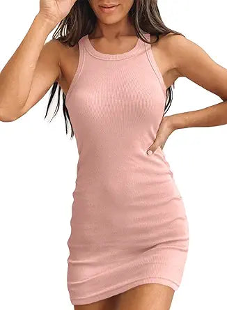 Samefar Womens Ribbed Scoop Neck Sleeveless Tank Dress Review