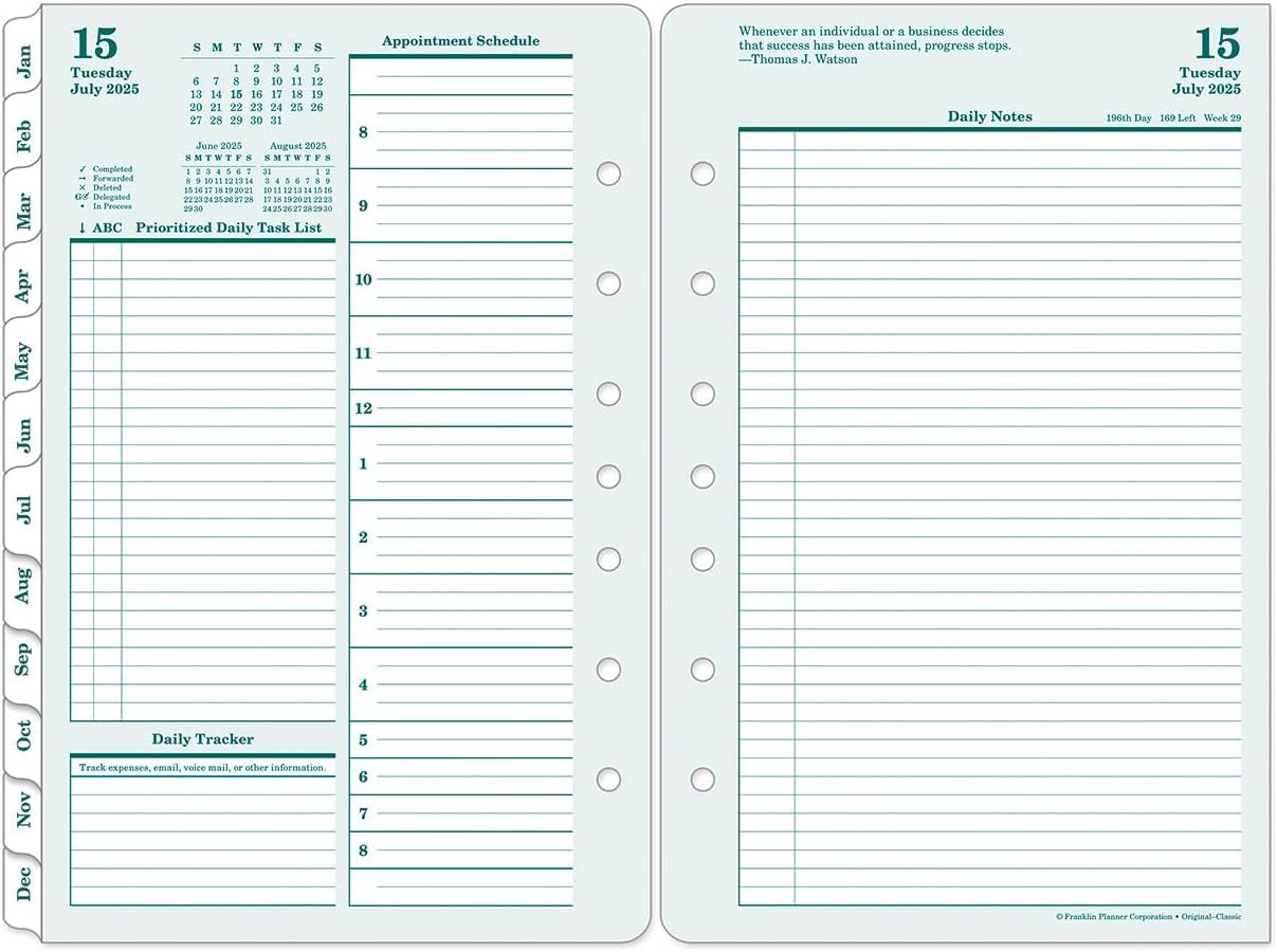 FranklinCovey Original Two Page Per Day Planner for 2025-2026