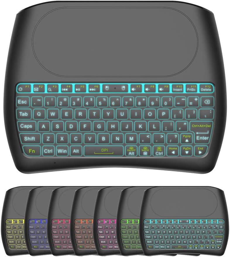 D8 Mini Wireless Touchpad Keyboard: Colorful Backlit, Remote Control for PC, Android TV Box