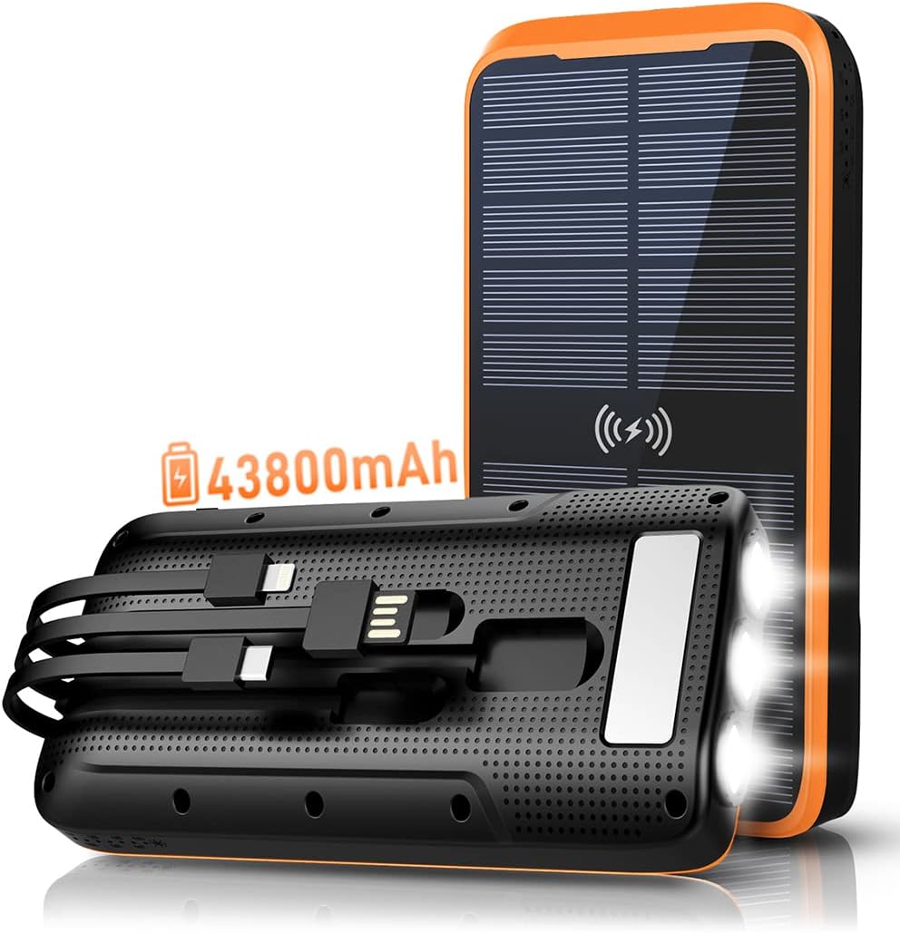 43800mAh Solar Power Bank with Qi Wireless Charging