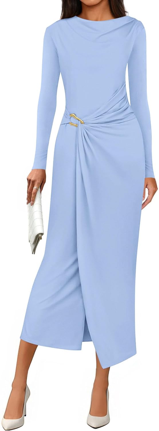 Elegant Long Sleeve Bodycon Midi Dresses for Women 2025