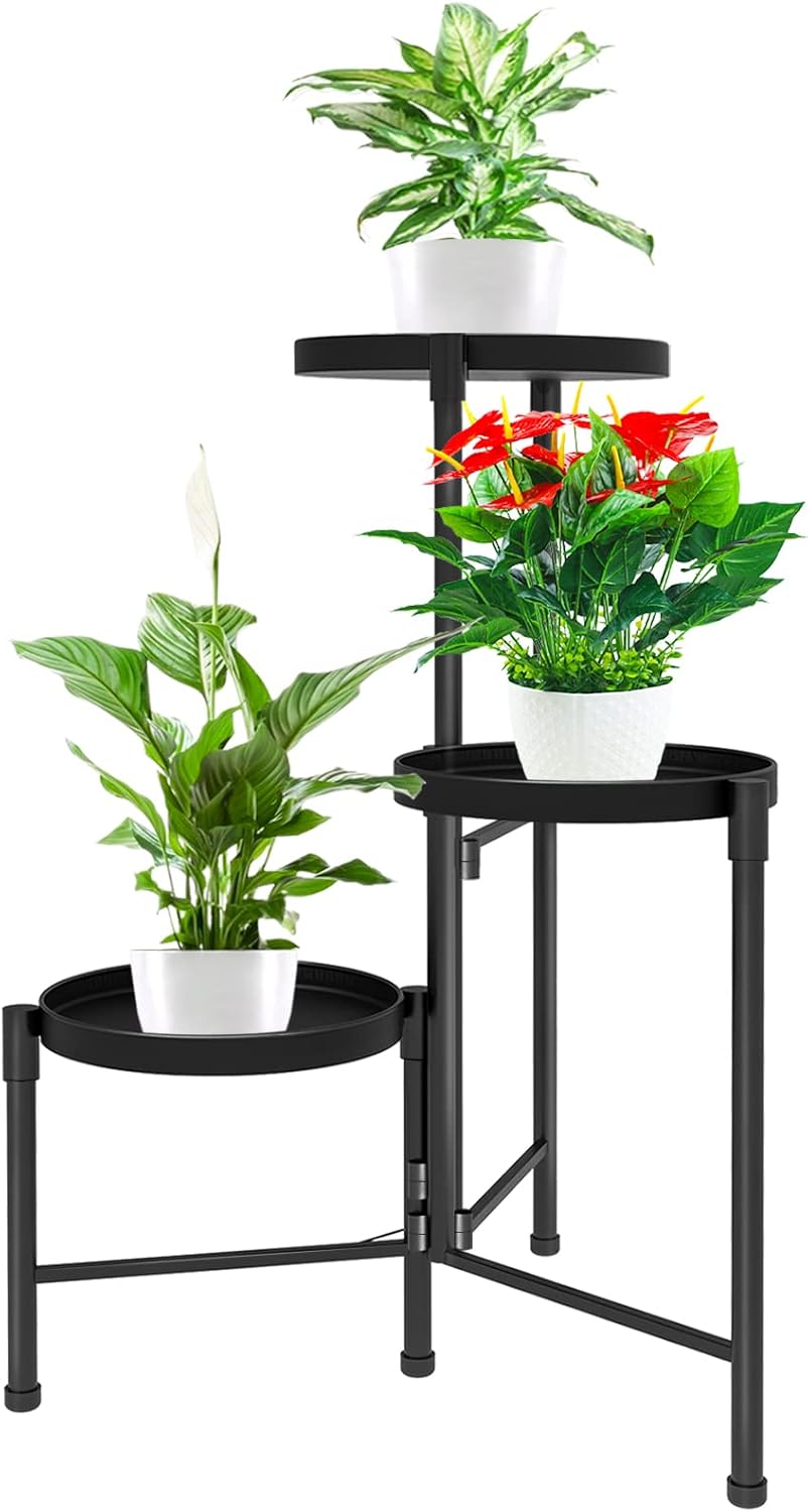 3 Tier Metal Corner Plant Stand for Indoor and Outdoor Use