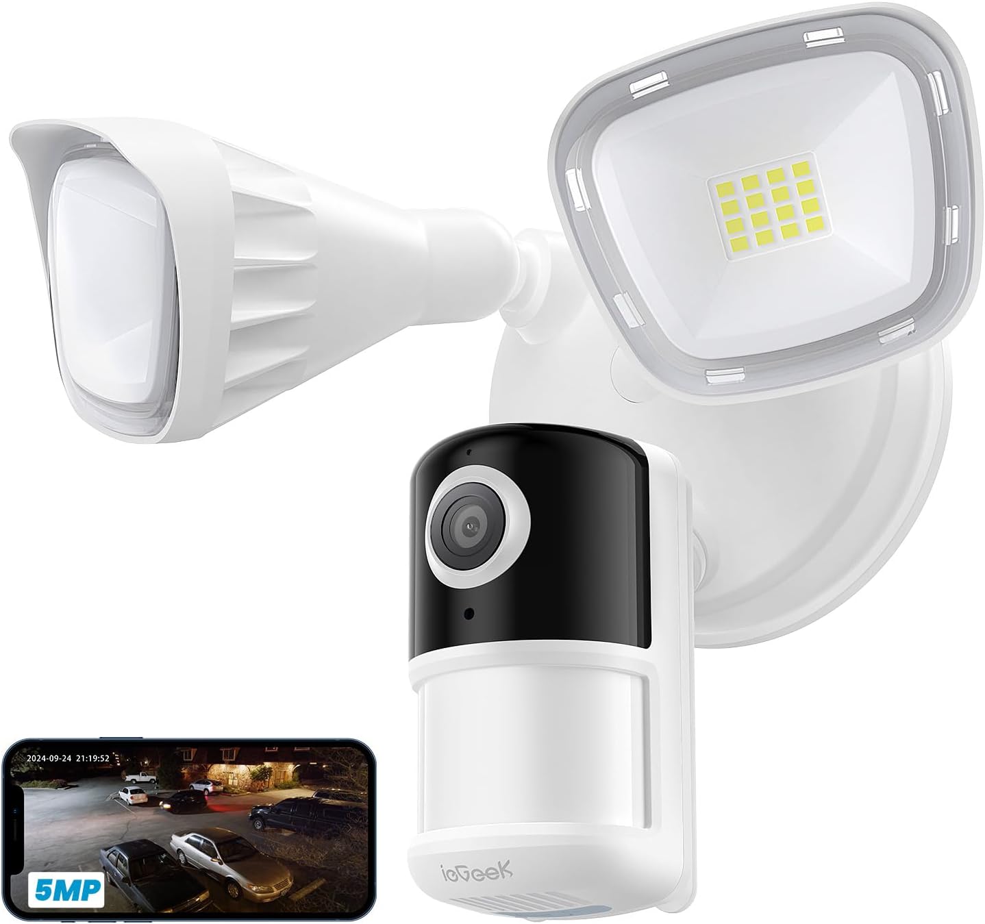 ieGeek Floodlight Camera: 5MP Outdoor Security Light with Audio