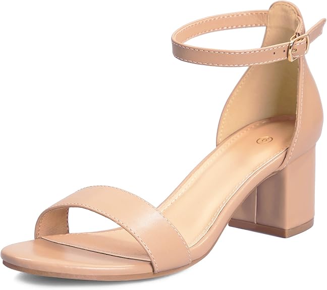mysoft Women's Chunky Low Heels Open Toe Block Heeled Sandals