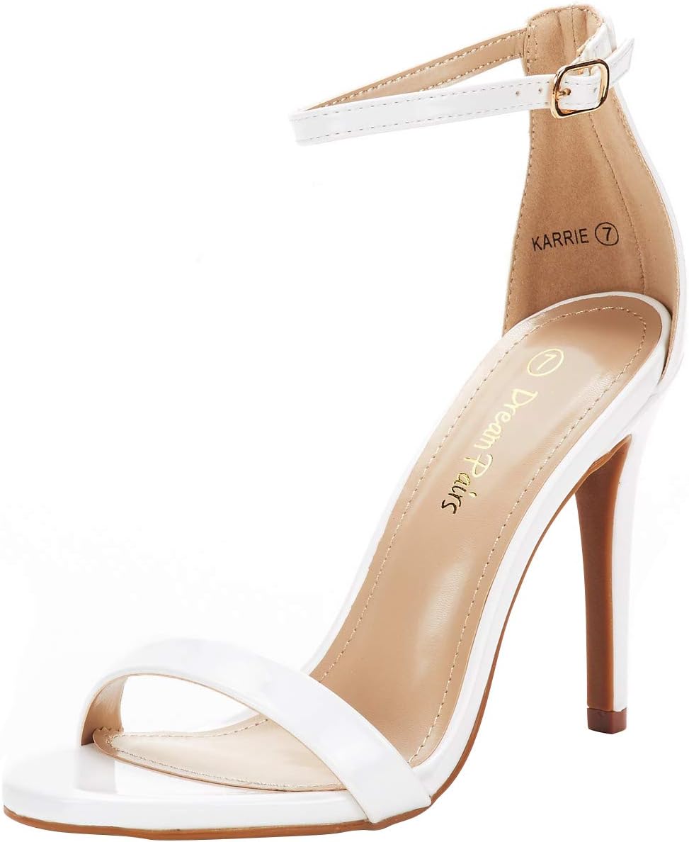 DREAM PAIRS Women's High Heels Floral Ankle Strap Stilettos