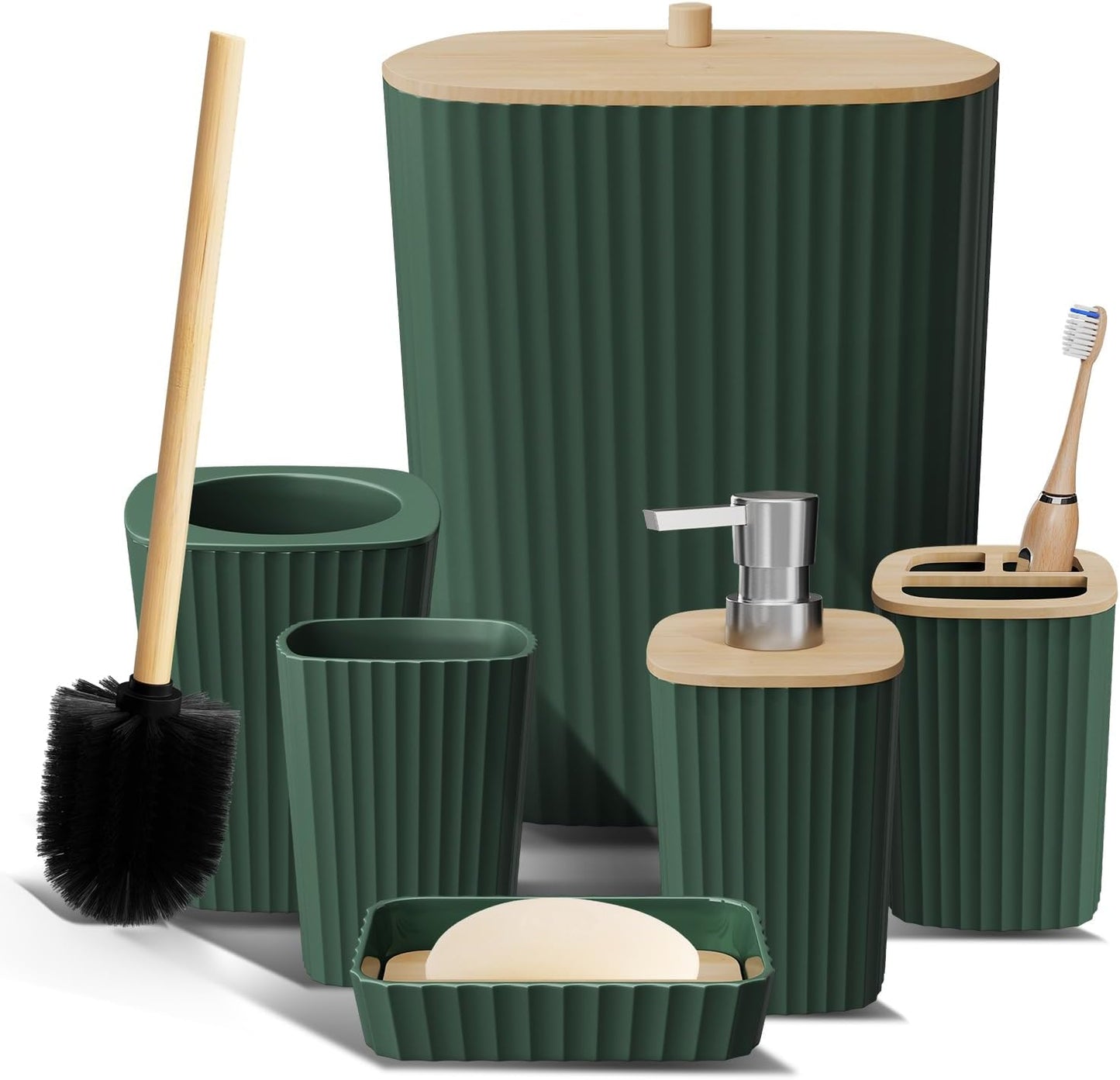 Hunter Green Bathroom Accessories Set for Stylish Organization