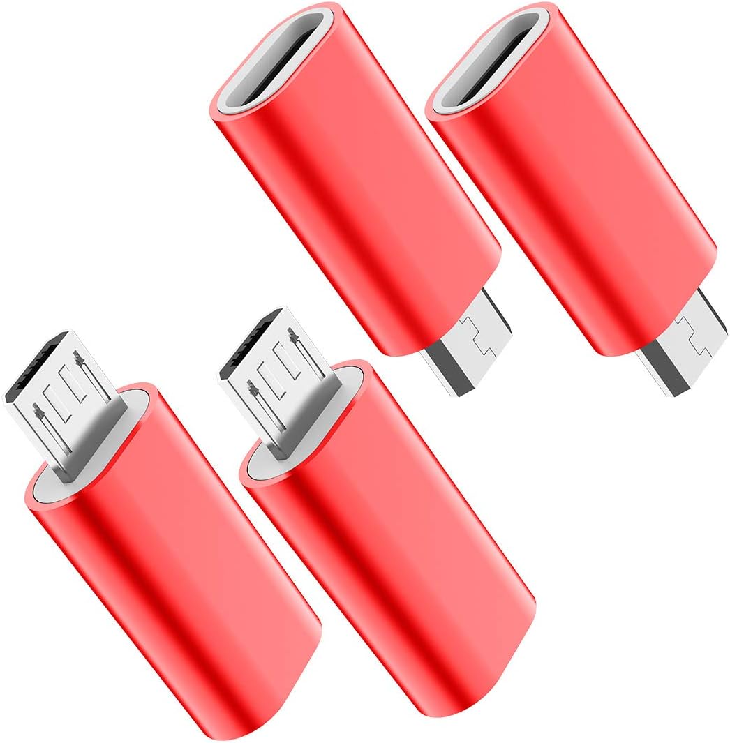 JXMOX USB C to Micro USB Adapter, 4-Pack Charge Sync Connector