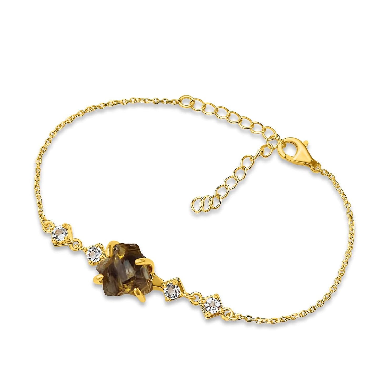 Raw Smoky Quartz Crystal Chain Bracelet for Unique Gifts