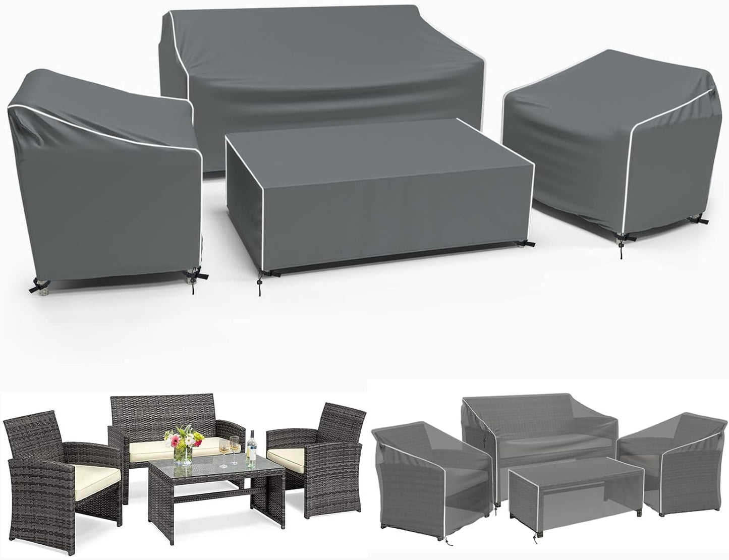 Gasadar Waterproof Patio Furniture Covers for Loveseat and Chairs