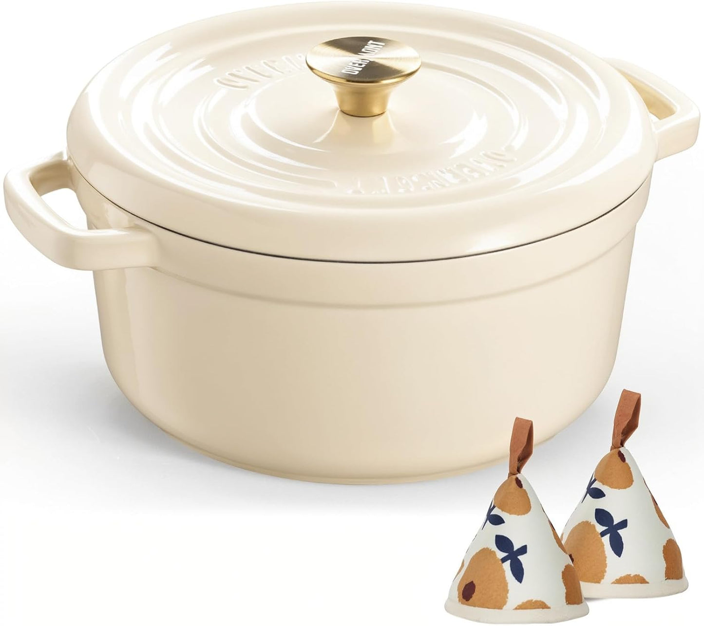 Overmont Enameled Cast Iron Dutch Oven - 5QT Heavy-Duty Pot