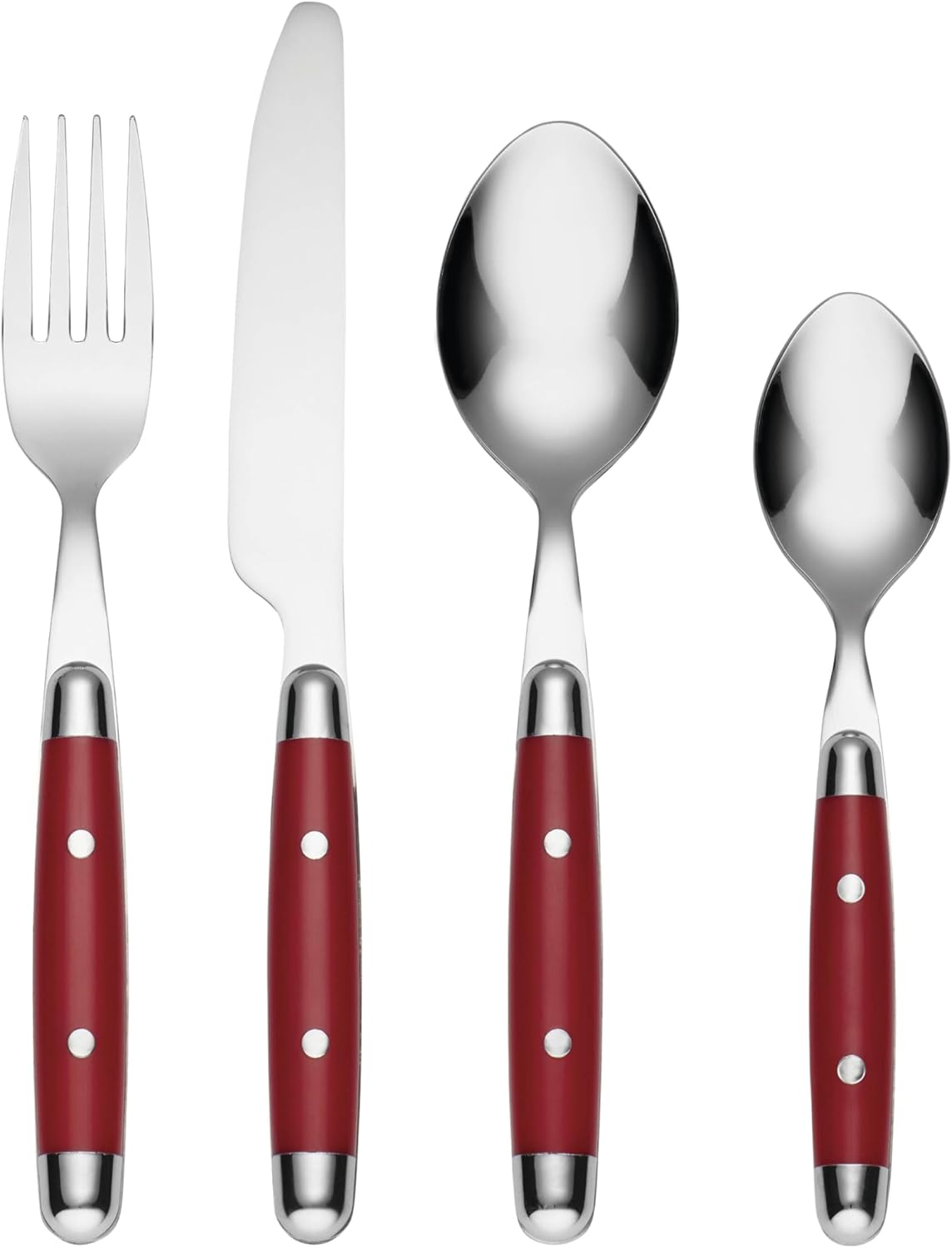 Cambridge Jubilee Red 16-Piece Flatware Set with Thick Handles