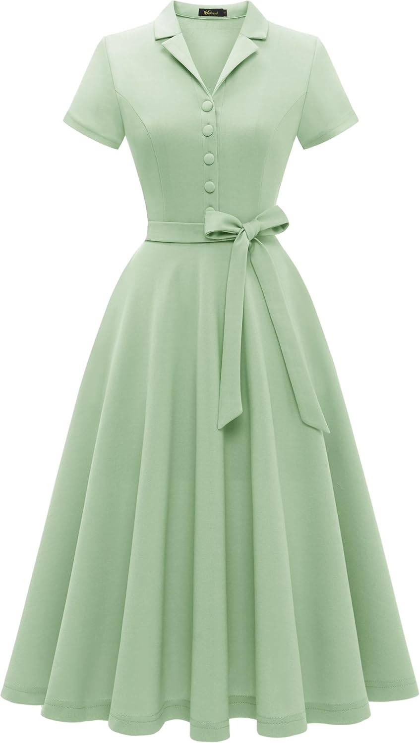 Vintage Tea Dress for Women - Short Sleeve Cocktail Style