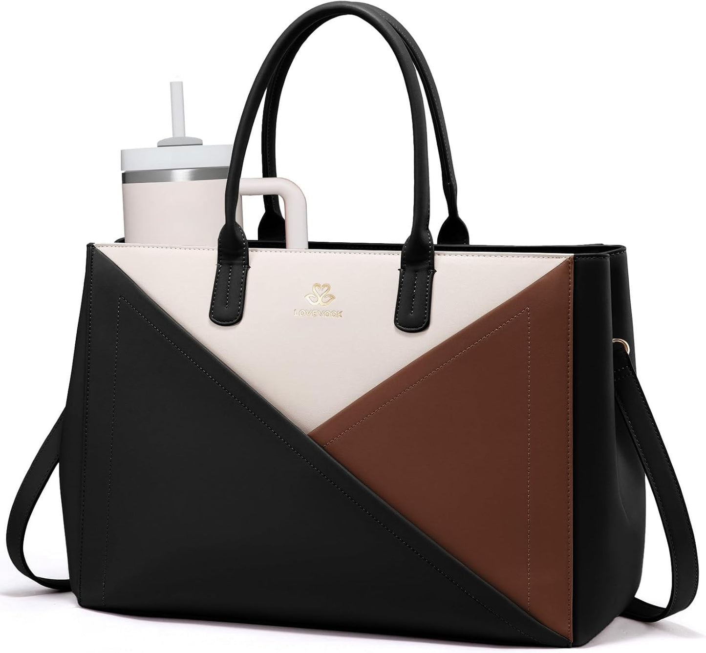 LOVEVOOK Laptop Tote Bag for Women with Large Cup Holder