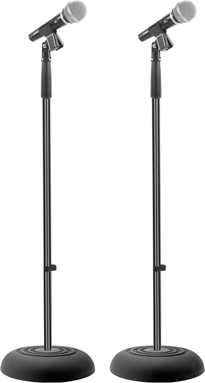 Pyle Universal Microphone Stand Pair - Adjustable Height & Compact