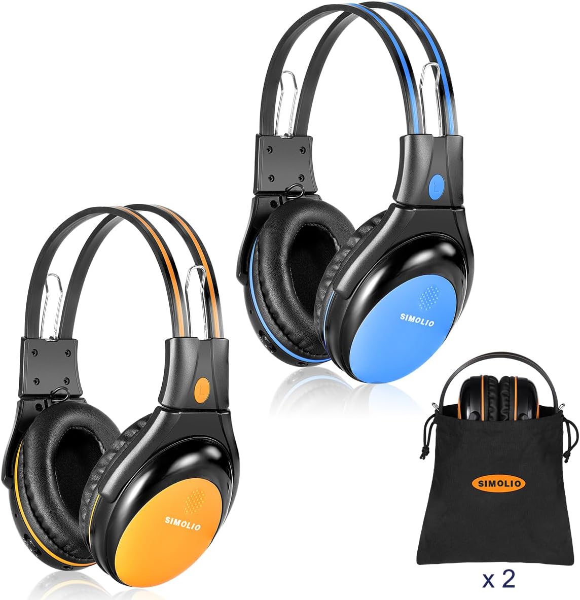 SIMOLIO IR Headphones for Car DVD - Volume Limited Wireless Audio