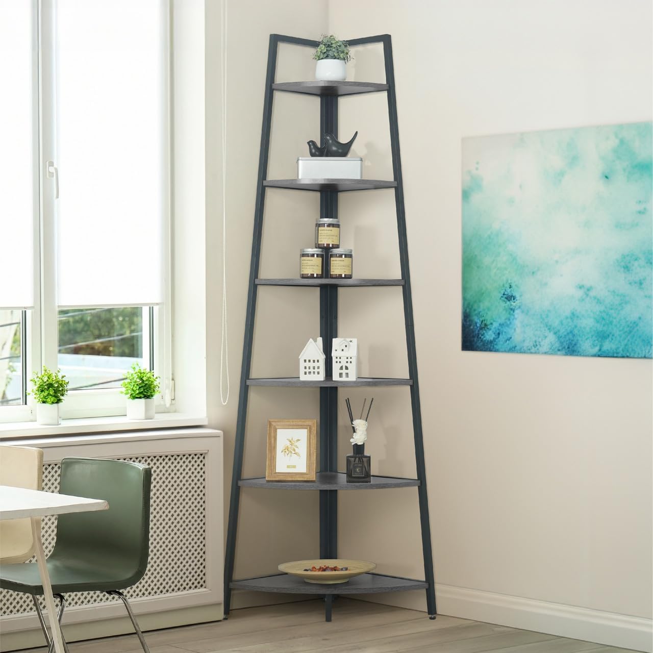 CAPHAUS Tall Corner Shelf Stand for Stylish Home Storage Solutions
