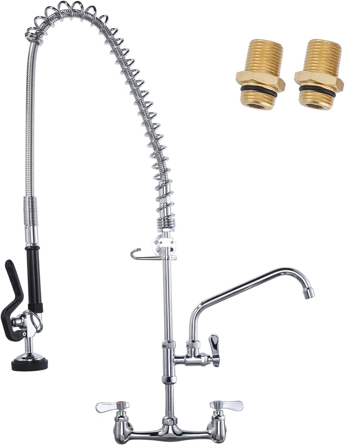 Commercial Kitchen Faucet Wall Mount with Pre-Rinse Sprayer