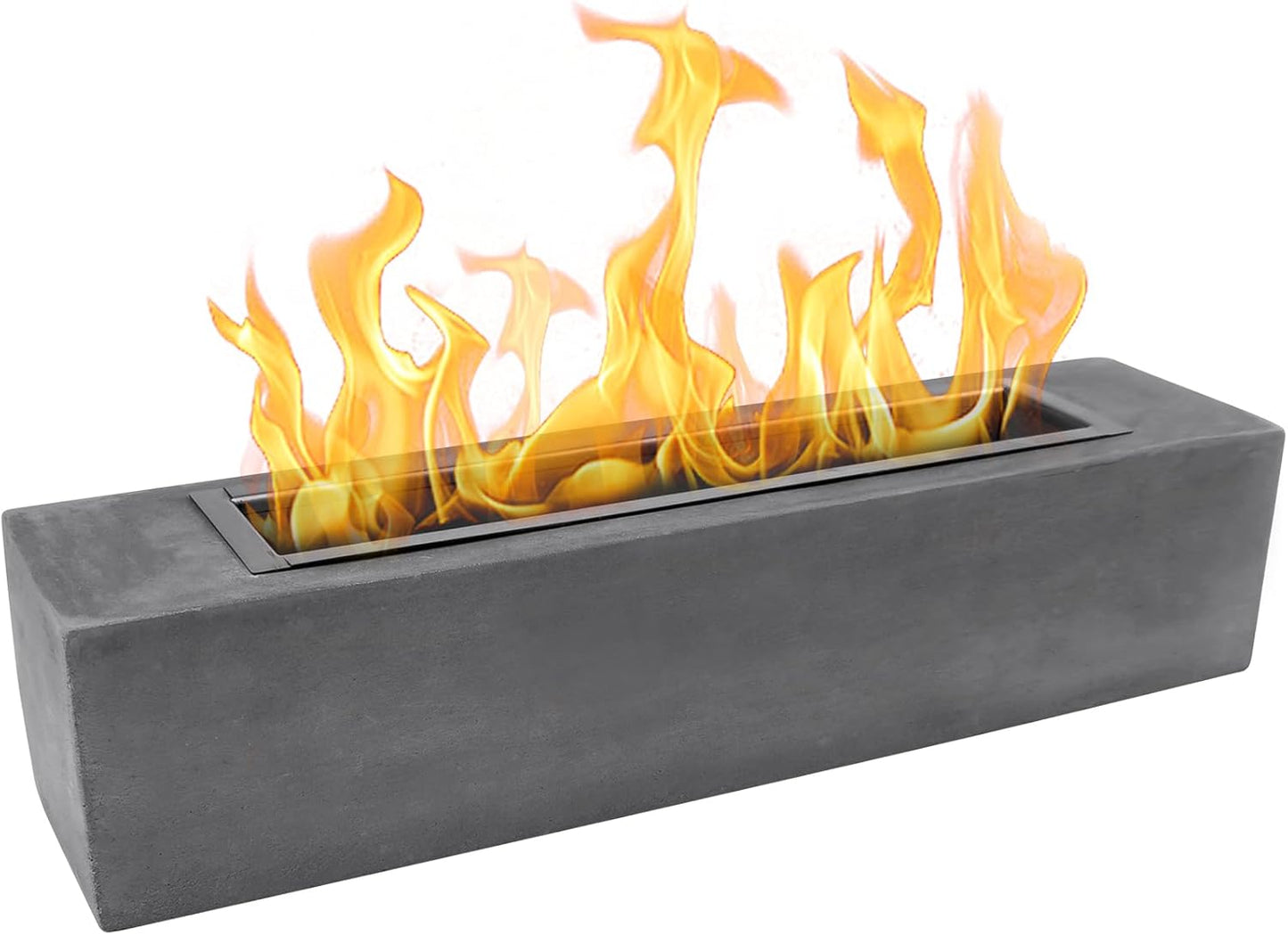 Large Table Top Fire Pit - Rectangular Concrete Fireplace