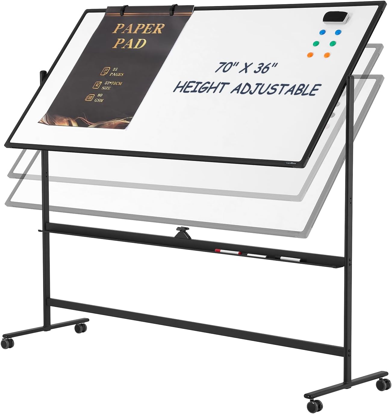 Dry Erase Whiteboard Easel on Wheels for Home Office Use