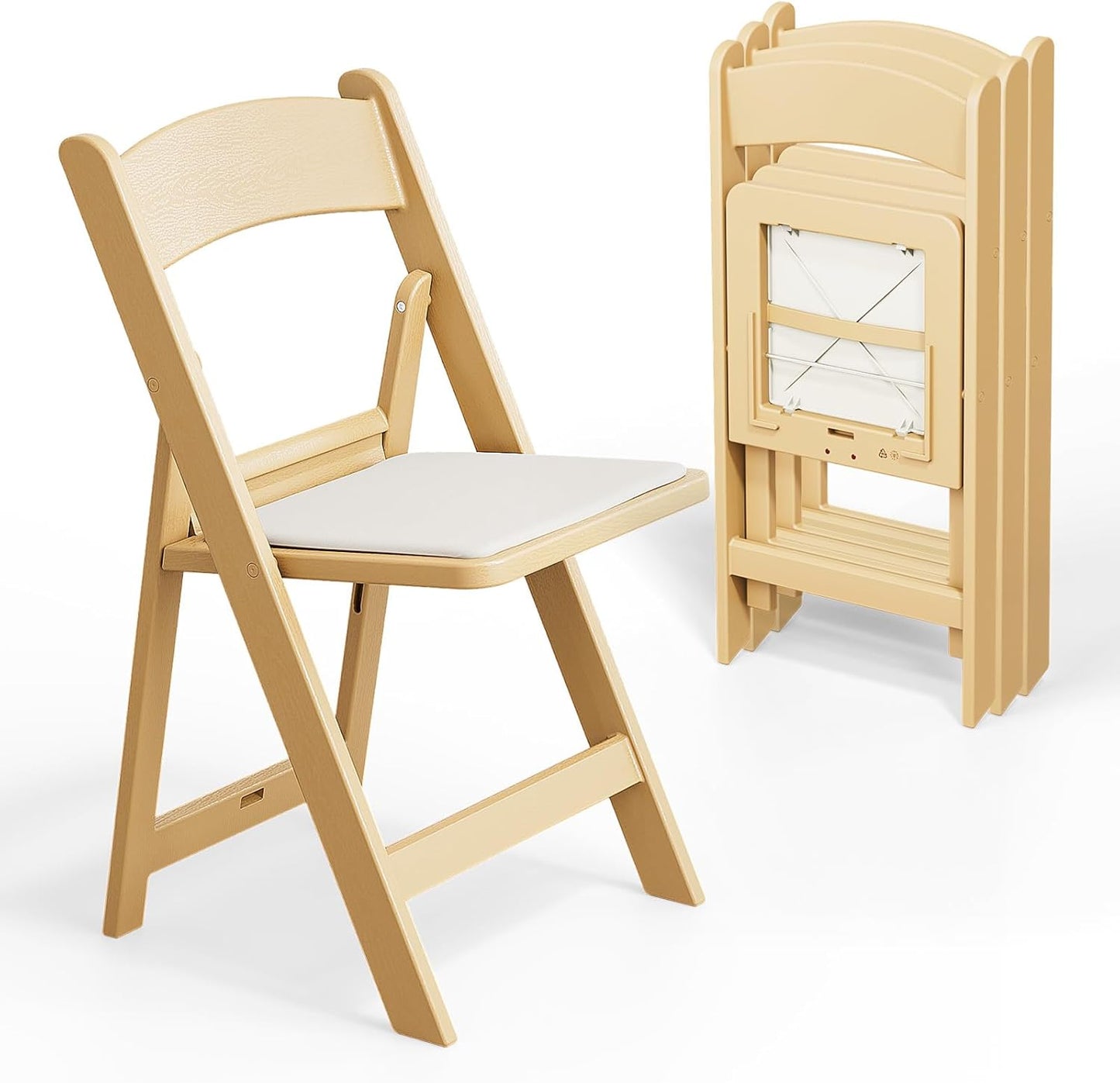 VINGLI Resin Folding Chairs with Cushion for Events and Parties
