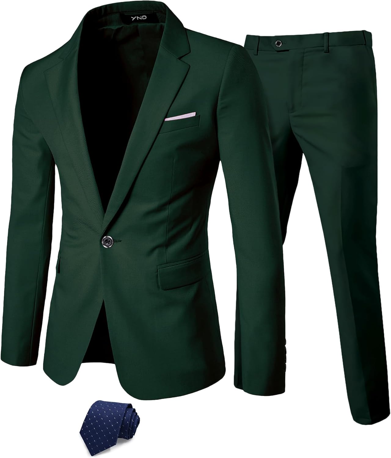 YND Men's 2 Piece Suit with Tie for Prom, Wedding & Business