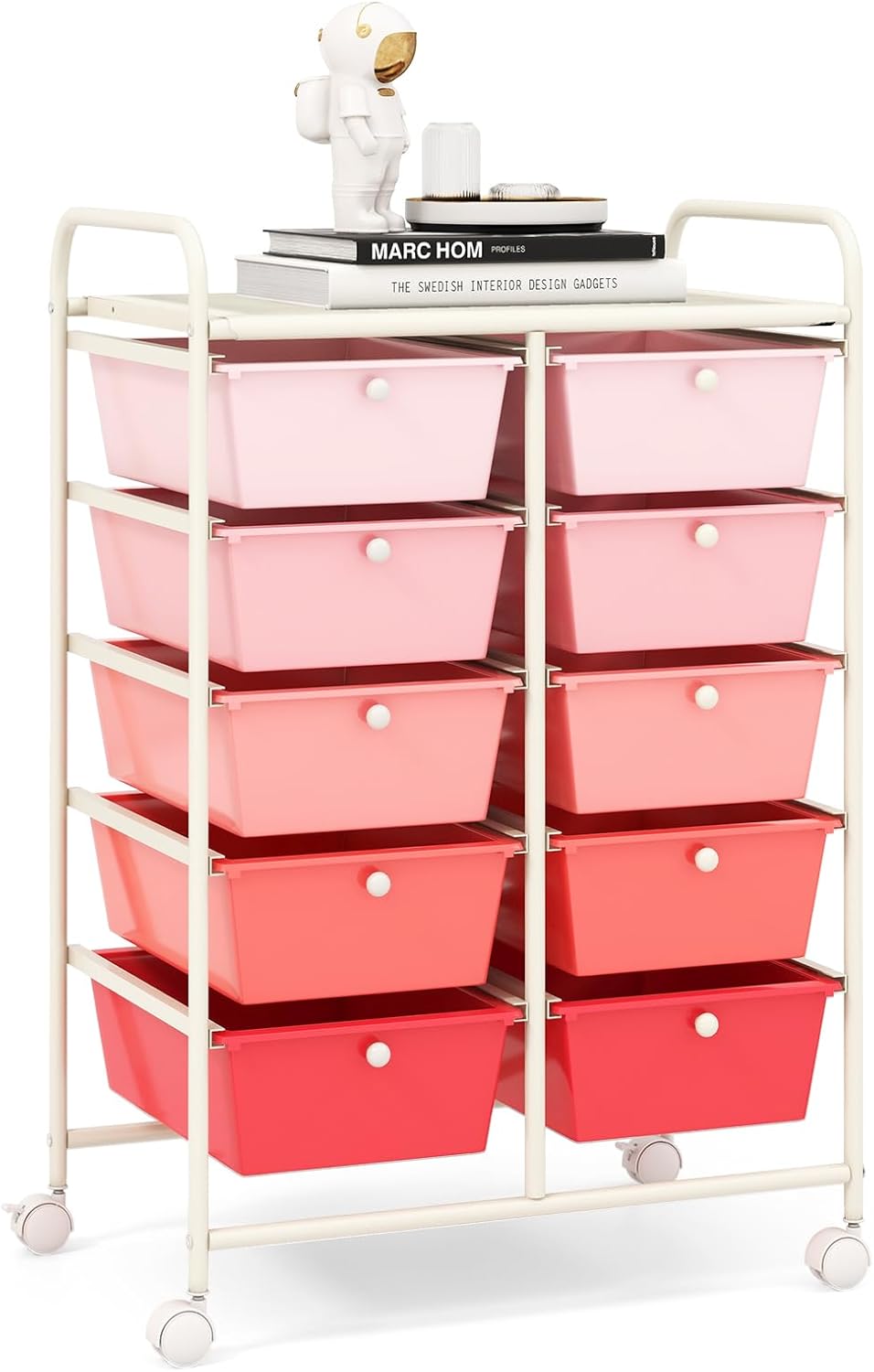 RELAX4LIFE Rolling Storage Cart with 10 Drawers for Organizing