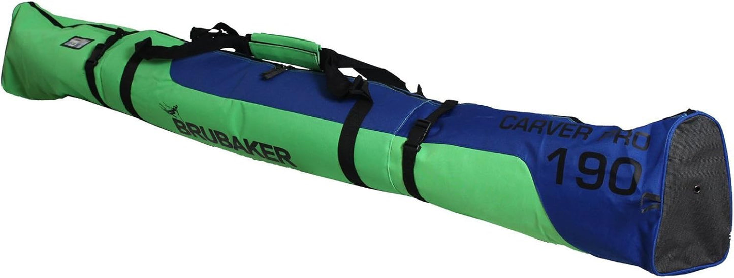 BRUBAKER Padded Ski Bag Pro 2.0 - 2-Way Zip, Compression Straps - 11 Colors - Available in 66 7/8 or 74 3/4