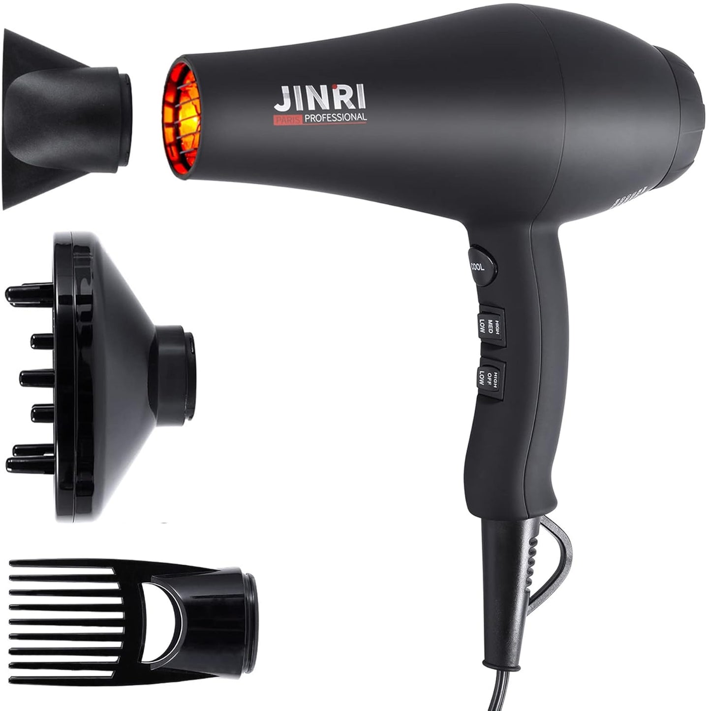 JINRI Infrared Hair Dryer - Fast Drying Pro Ionic