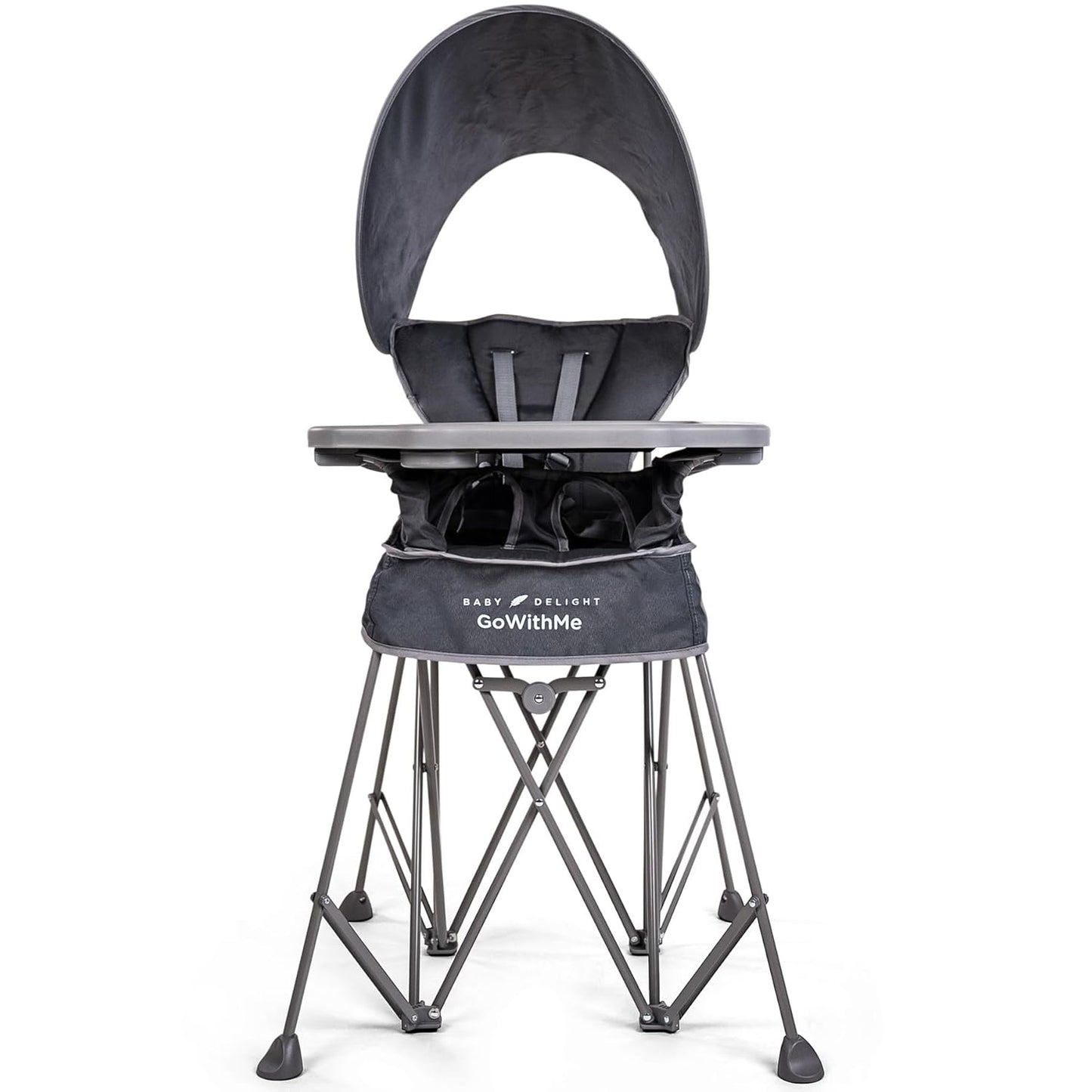 Portable High Chair with Sun Canopy | Indoor/Outdoor Use | Grey