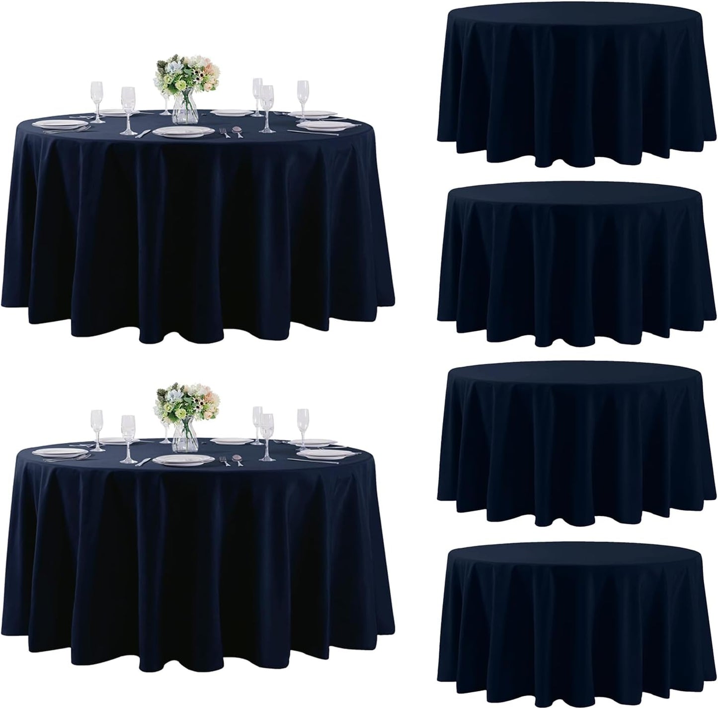 Fokitut 6 Pack Round Tablecloth, 120 Inch, Stain Resistant
