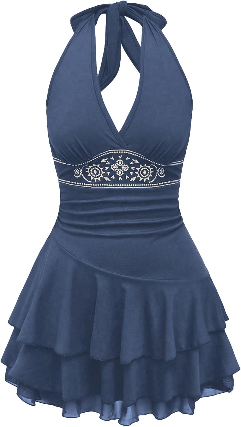 SOLY HUX Women's Summer Halter Backless Mini Dress for Fun