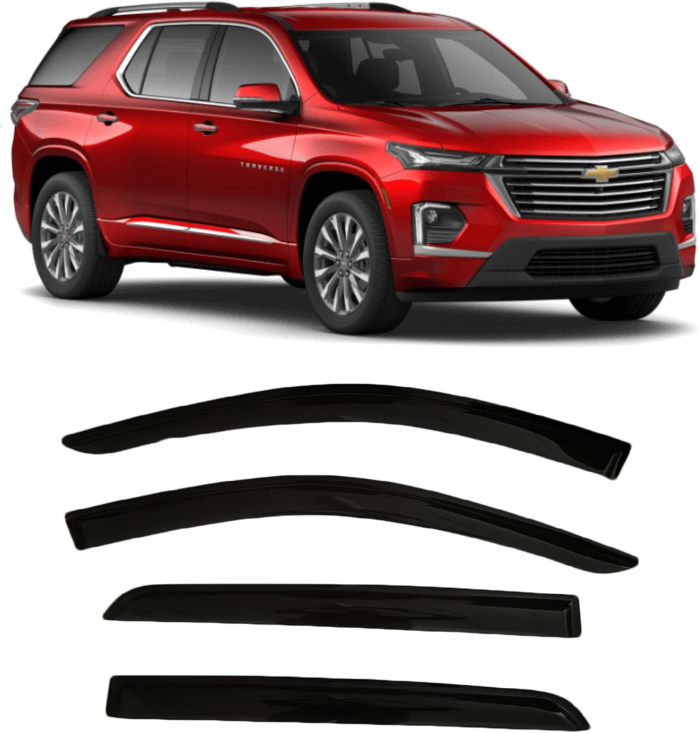 Tape-On Rain Guards for Chevrolet Traverse 2018-2023 Models