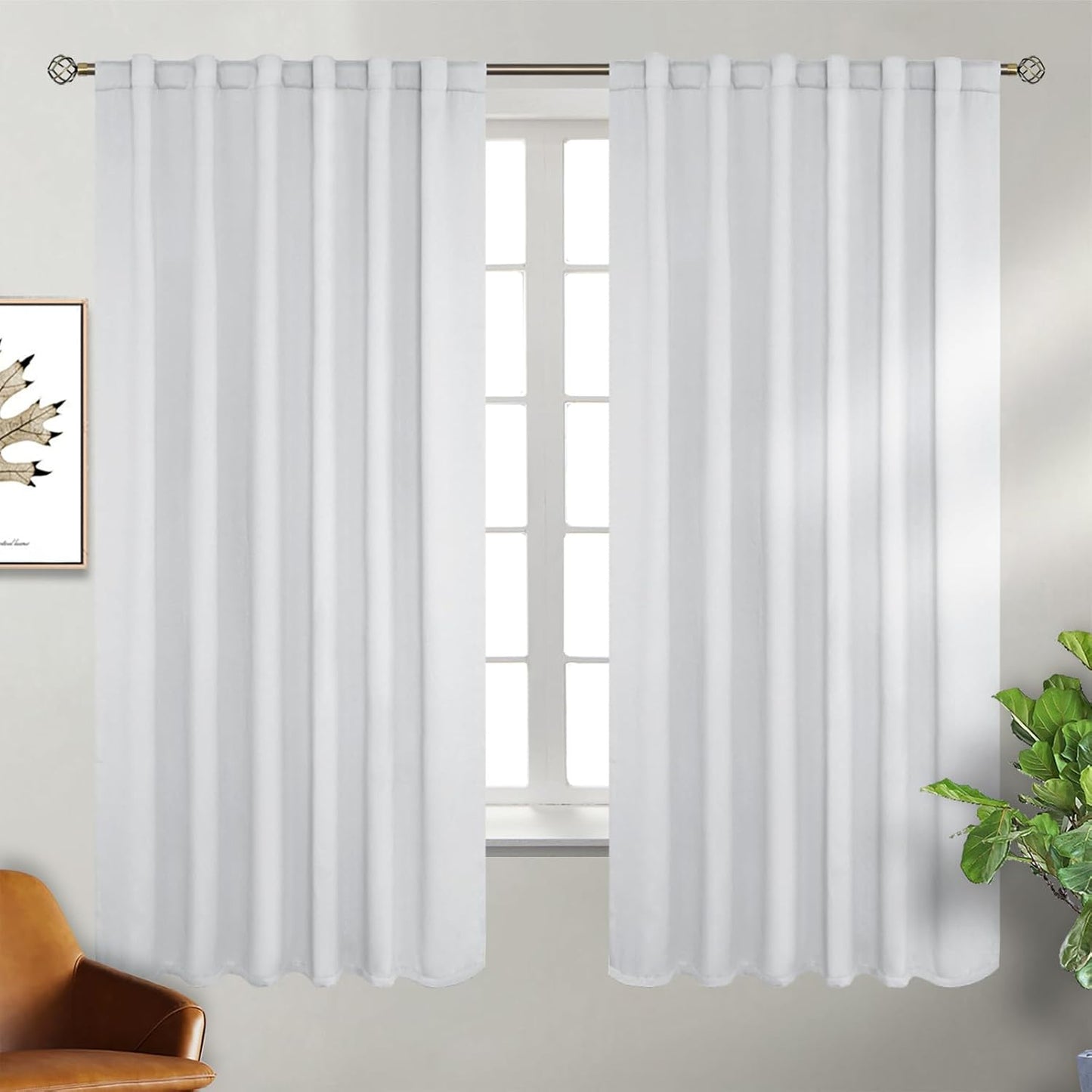 BGment White Curtains for Bedroom - Thermal Insulated Room Darkening