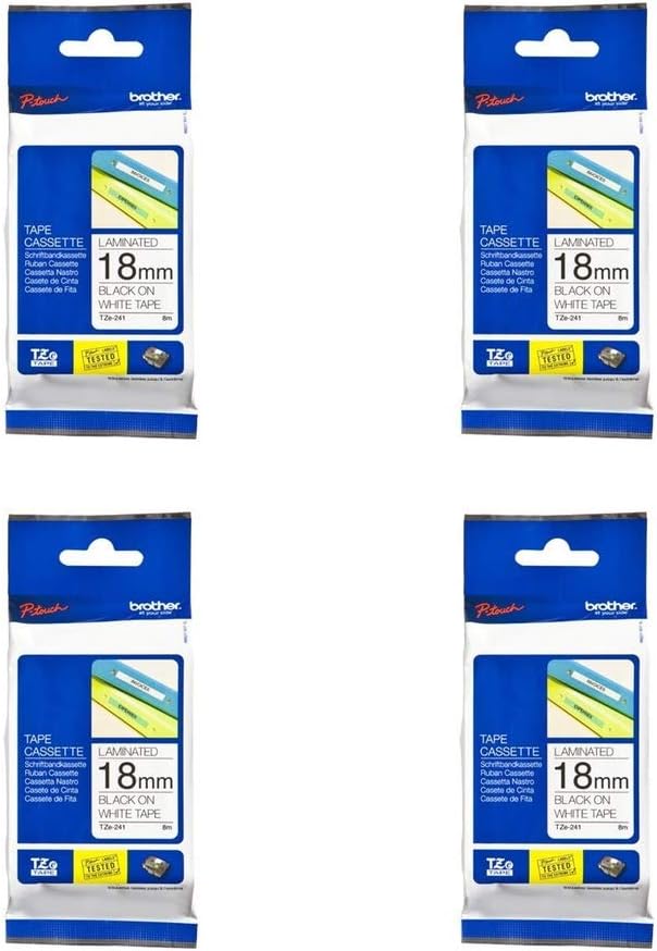 Brother P-Touch TZe-241 4-Pack Laminated Tape for Label Makers