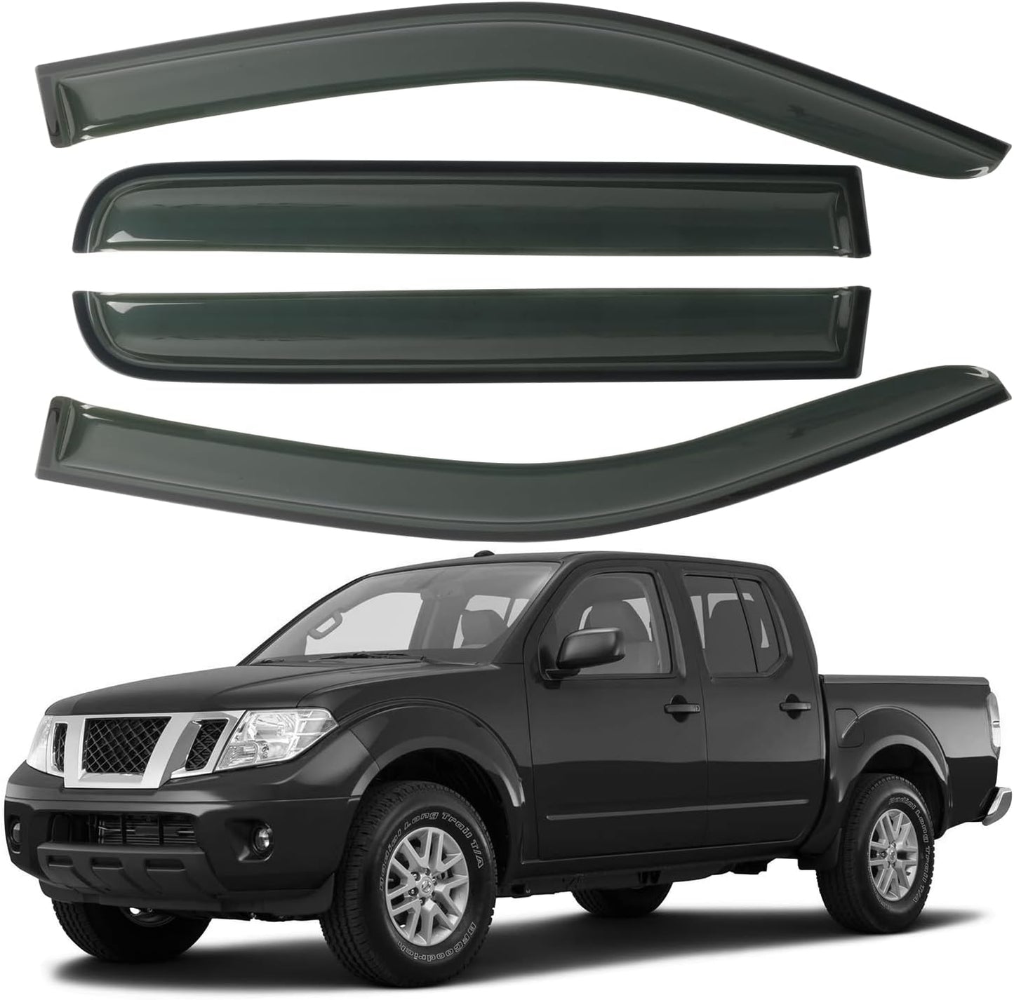 Window Visor Rain Guards for Nissan Frontier Crew Cab 2005-2021